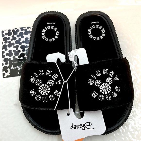 🆕 Disney Ltd Edition Mickey Mouse Icon Logo Plush Cushioned Slide Sandals - Picture 1 of 9